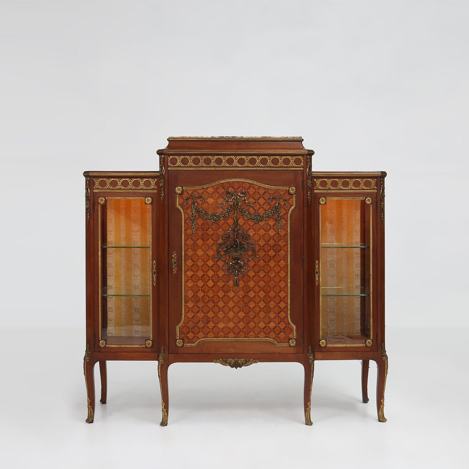 Rare Louis XVI display cabinet in marquetry with light, France ca. 1850-img
